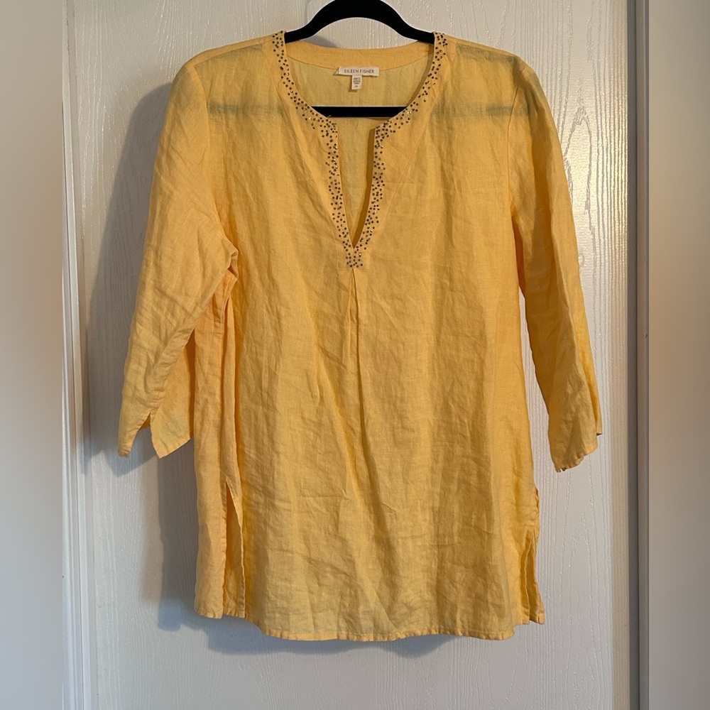 Eileen Fisher Yellow Linen Tunic Top